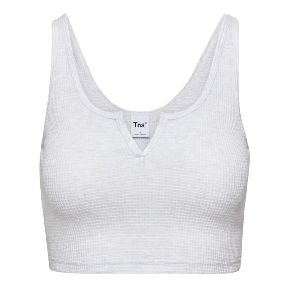 Aritzia Ribbed White Waffle Notch Tank Top Size S